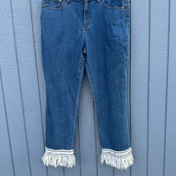 Tory Burch Connor Cropped Fringe Hem Jeans - Picture 3 of 7